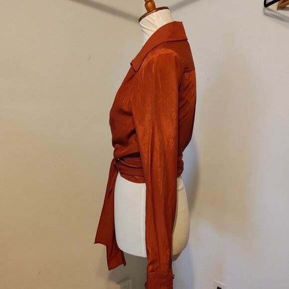 Beige Botany Rust Wrap Around Top S - Picture 7 of 13